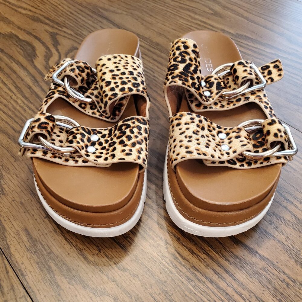 J/Slides "Leighton" Leopard Print Double Buckle S… - image 2